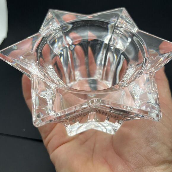 2 Vtg Villeroy & Boch Germany Lg Glass Star Votive Candle Holders Lucca 4.75" - Picture 4 of 16